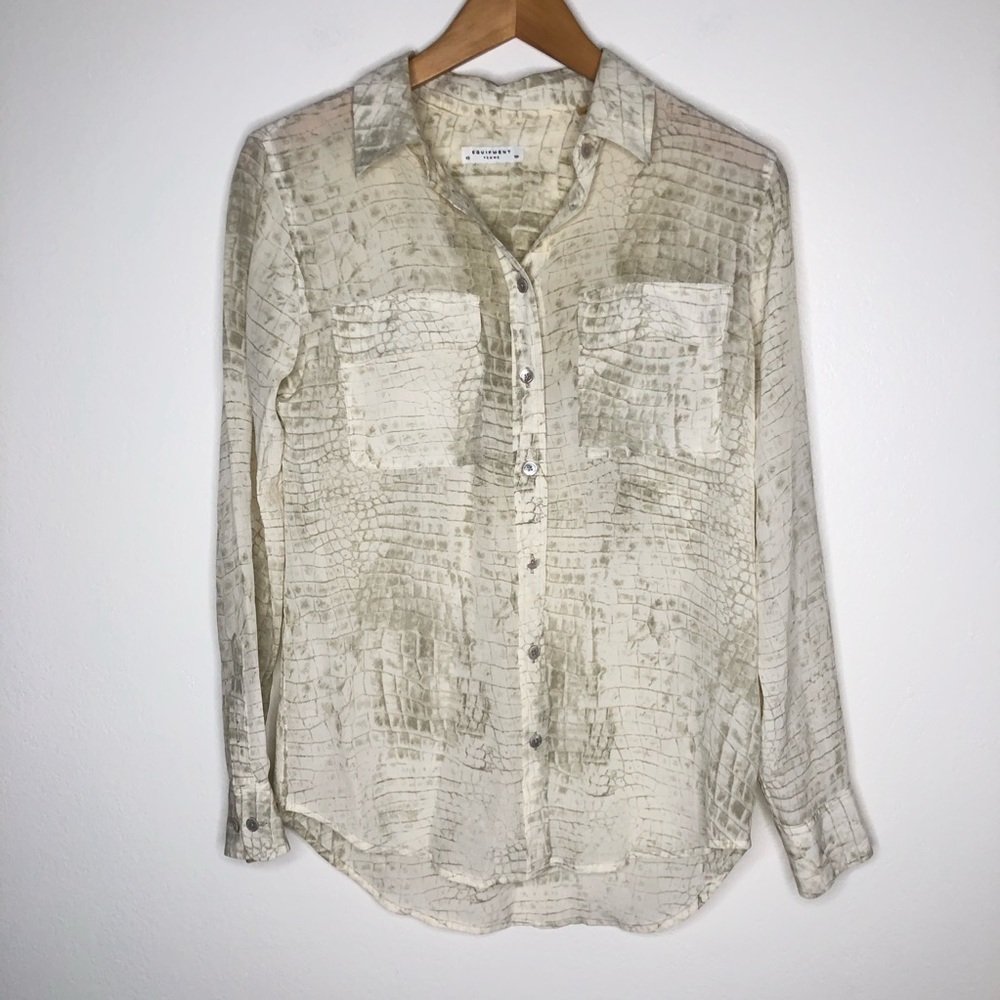 Equipment Snake Skin Print Silk Top Button Down XS